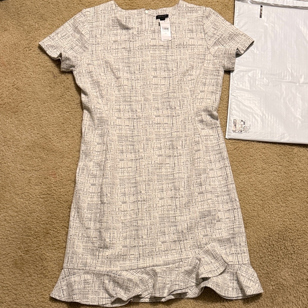Ann Taylor Cream Textured Midi Dress